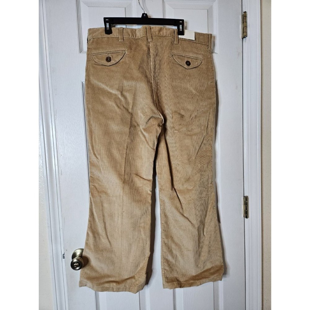 70s Wrangler Wrapid Transit Corduroy Bell Bottom Pants Flare 38 x 34 NWT Tan USA - Picture 2 of 11